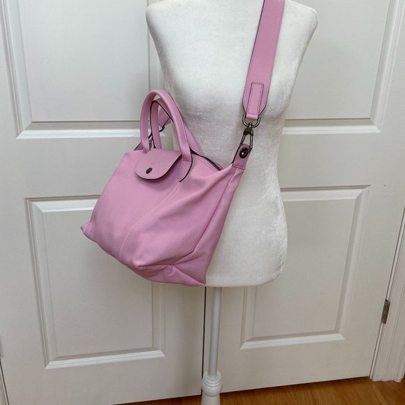 Longchamp Le Pliage Cuir Top Handle Bag in Pink - Picture 2 of 11